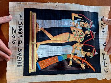 Lotto di 3 Papiri Egiziani Originali Dipinti a Man