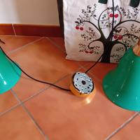 Lampadario a sospensione con due campane di vetro