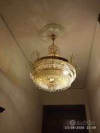 Lampadario sospensione in bagno oro e Swarovski 2