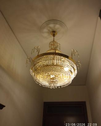 Lampadario sospensione in bagno oro e Swarovski 2