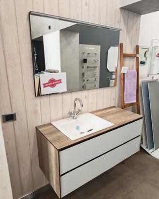 Mobile Bagno 123cm top e fianchi HPL e Specchio - 