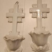 coppia acquasantiere in porcellana bianca fine '80