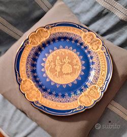 Piatto ceramica Tirschenreuth blu e oro