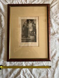Antica stampa d'epoca "La Sposa Piemontese" con co
