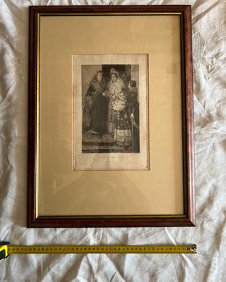 Antica stampa d'epoca "La Sposa Piemontese" con co
