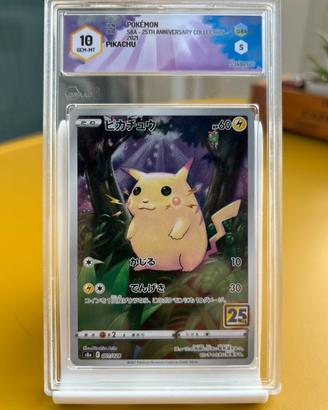 Pikachu pokemon 25th GRAAD 10 Gem Mint JP