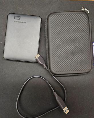 Hard Disk HD 2 Tb WD esterno 2,5" +  custodia