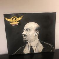 QUADRO GABRIELE D'ANNUNZIO DIPINTO SU LEGNO