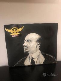 QUADRO GABRIELE D'ANNUNZIO DIPINTO SU LEGNO