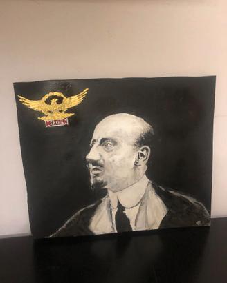 QUADRO GABRIELE D'ANNUNZIO DIPINTO SU LEGNO