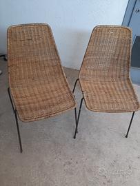 2 sedie vintage Basket Legler in Vimini Rattan