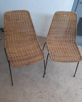 2 sedie vintage Basket Legler in Vimini Rattan