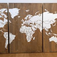 Trittico mappamondo in legno
