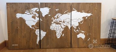 Trittico mappamondo in legno