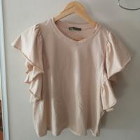 top crop Zara. con volant alle maniche 