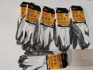 Set 6 Paia Guanti Lavoro 10/XL Bianco-Grigio