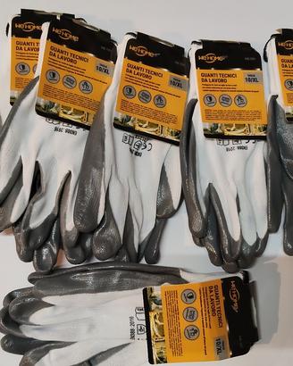 Set 6 Paia Guanti Lavoro 10/XL Bianco-Grigio