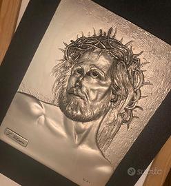 Quadro argento Cristo in rilievo
