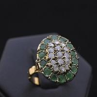 ANELLO VINTAGE ORO 18KT SMERALDI 1.12 CT DIAMANTI