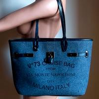 Originale V°73,borsa in feltro grigio e pelle nera