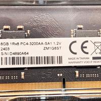 RAM 16 GB (2x8GB) DDR4 Sodimm 3200 Mhz CL22