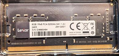 RAM 16 GB (2x8GB) DDR4 Sodimm 3200 Mhz CL22