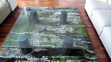 Tavolo basso in cristallo + tappeto design