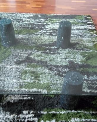 Tavolo basso in cristallo + tappeto design