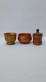 Set 3 pezzi Khokhloma Made in USSR
