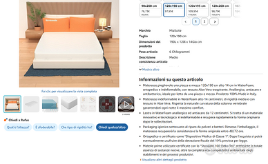 materasso 120X190 pieghevole