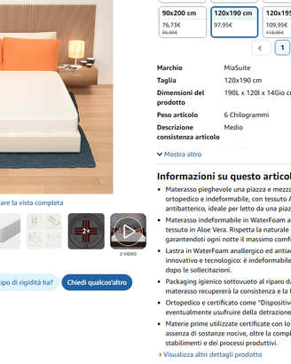 materasso 120X190 pieghevole
