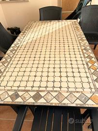 Tavolo in ferro battuto a mosaico + 6 sedie