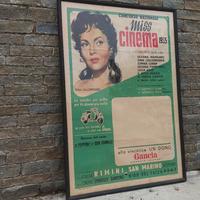 Poster ,quadro originale Vespa 1955 Miss Cinema