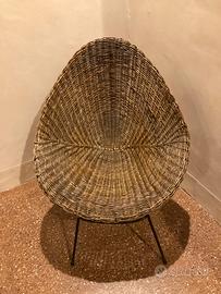 Poltroncina poltrona vimini anni 50