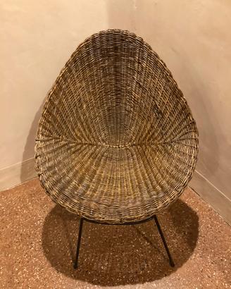 Poltroncina poltrona vimini anni 50