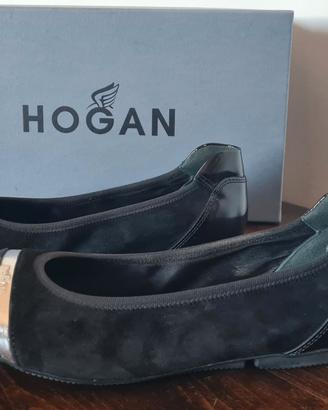 Ballerine Hogan Wrap camoscio nero