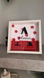 quadretto personalizzato "shadow box" con rose di 