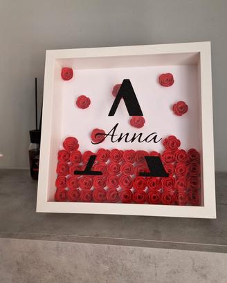 quadretto personalizzato "shadow box" con rose di 