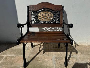 Panchine d'epoca in legno e ghisa 