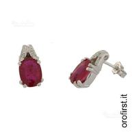 Orecchini oro , diamanti 0,032 ct e rubini 4,90 ct