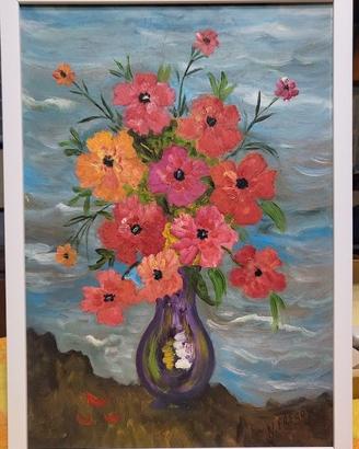 Dipinto a olio  Nazareno Fregosi "Fiori" 
