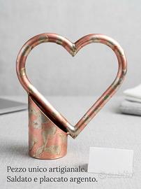 Cuore in Rame-Saldato e Placcato con Argento 