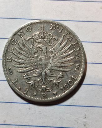 1 lira argento aquila araldica 1901