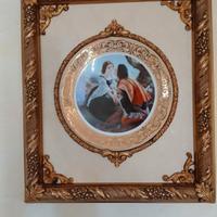 Quadro decorativo con piatto in porcellana 