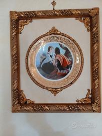 Quadro decorativo con piatto in porcellana 