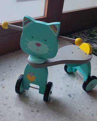Triciclo Gatto per bambini in legno.
