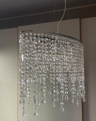 Lampadario moderno a cascata di cristalli