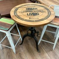 Tavolino in legno massello a ingranaggi + sgabelli