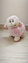 Peluche pecorella rosa morbidissima ricamata