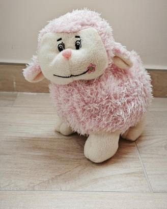 Peluche pecorella rosa morbidissima ricamata